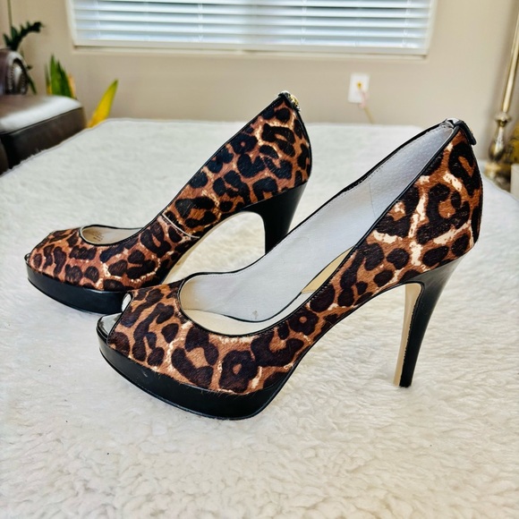 Michael Kors Dye Composed Cow Hair Calf Leather Platform High Heels Shoes Sz 8 M - Picture 9 of 12